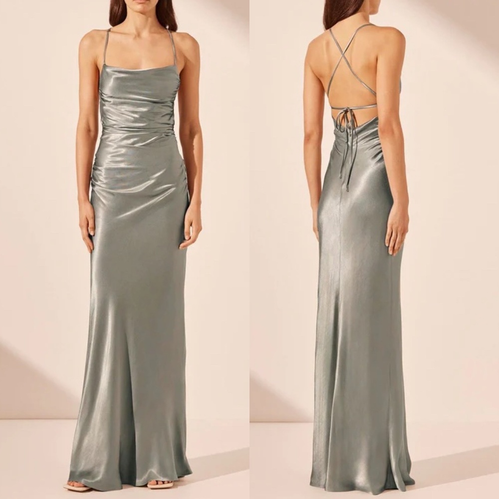 Shona Joy La Lune Lace Back Maxi Dress Sage *altered*
